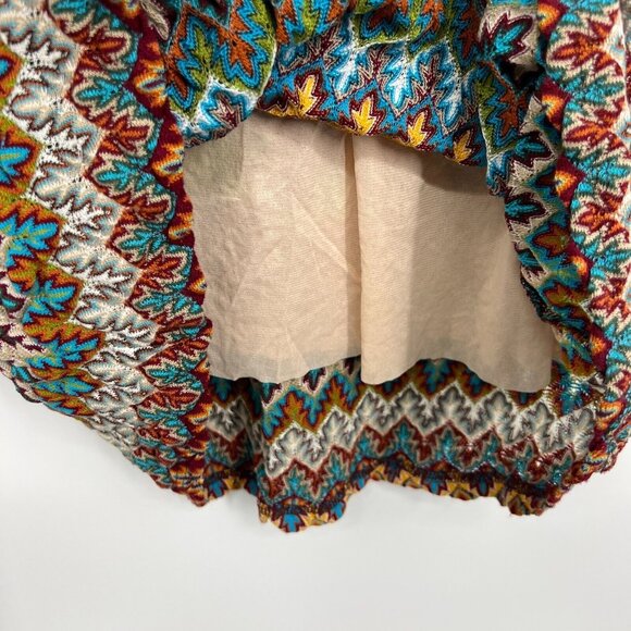 Sundance Dress Knit Lace Up Tie Neck Multicolor Print Stretch - Picture 8 of 11